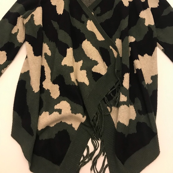 Open Fringed Camo Cardigan by Kerisma for Anthro - Picture 3 of 6